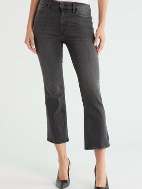 Frame Le Crop Mini Boot Frayed Hem Jeans in Charcoal Gray